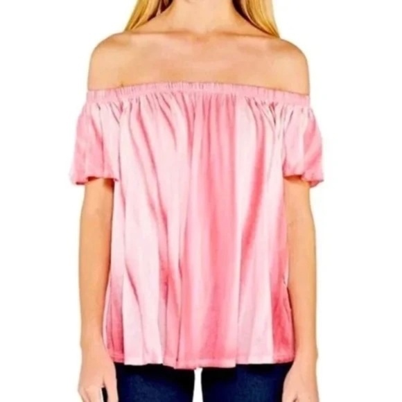 FP Movement by Free People Tops - FREE PEOPLE FP Movement Tie Dye Off Shoulder Top Flutter Sleeve Pink Large